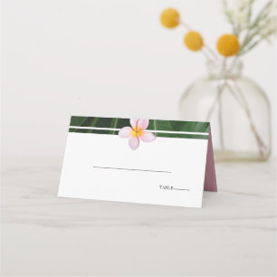 Pink Frangipani Plumeria Wedding Place Card