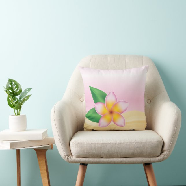 Pink Frangipani Tropical Flower Beach Theme Cushion (Chair)