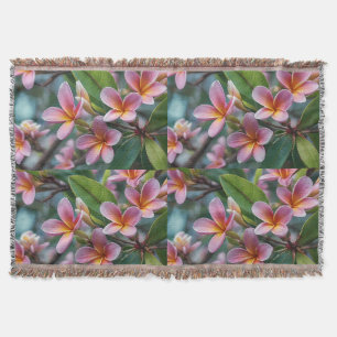 Pink Frangipanis Blooming: Throw Blanket