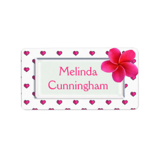 Pink Franjipani - Girls school name label