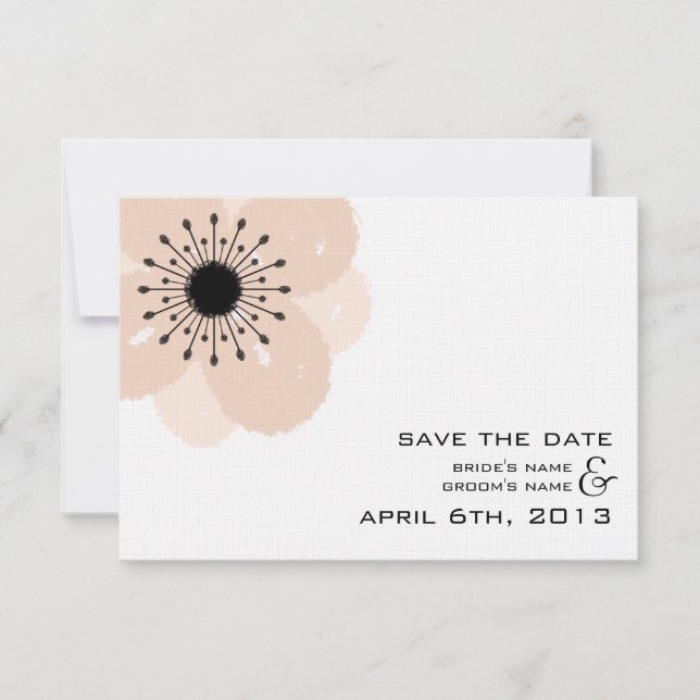 Pink French Anemone Modern Wedding Save The Date (Front)