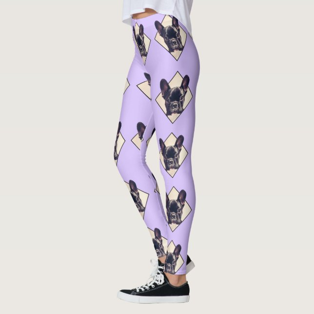 Pink French Bulldog dog leggings (Left)