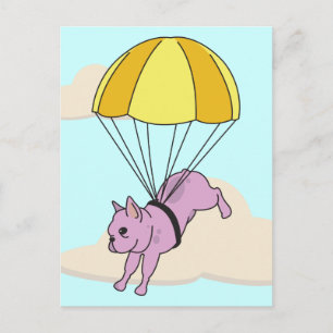 Pink French Bulldog Umbrella Fun Postcard