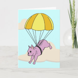 Pink French Bulldog Umbrella Fun Thank You Card