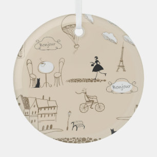 Pink French: Chic Pattern Design. Glass Tree Decoration