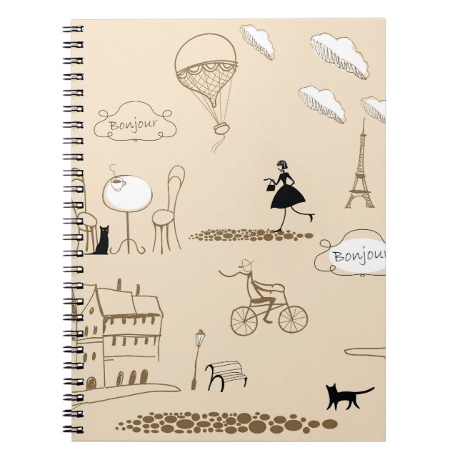 Pink French: Chic Pattern Design. Notebook (Front)