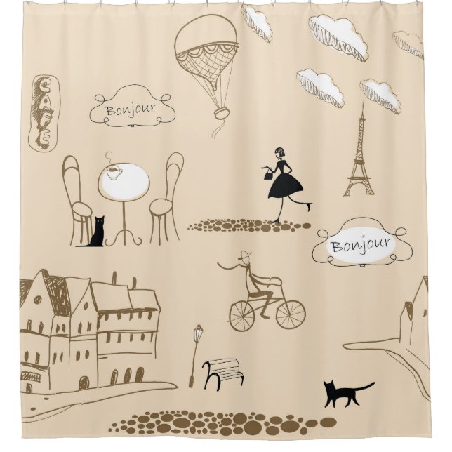 Pink French: Chic Pattern Design. Shower Curtain (Front)