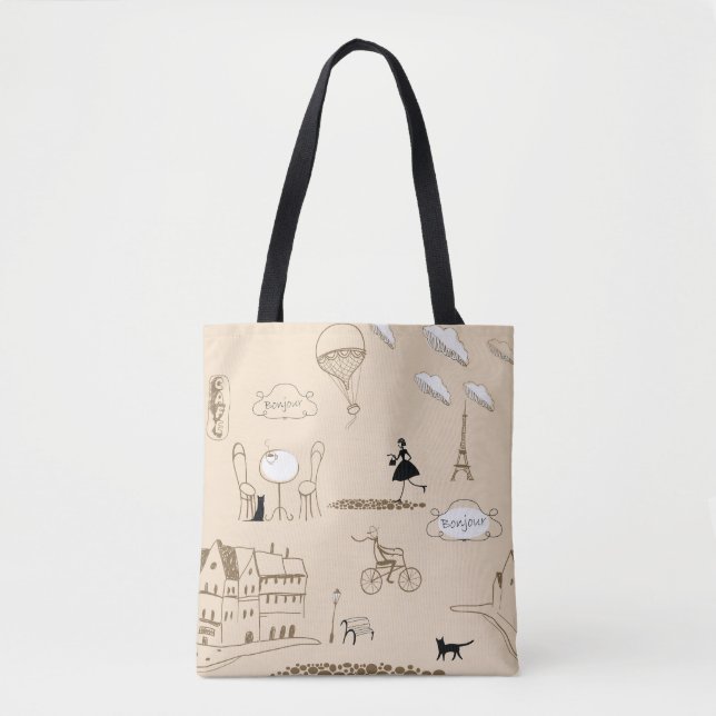 Pink French: Chic Pattern Design. Tote Bag (Front)