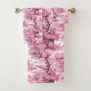 Pink French Country Tree Bath Towel Set