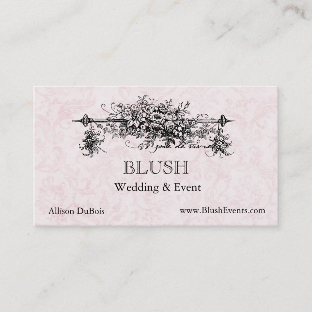 Pink French Damask Business Card (Front)