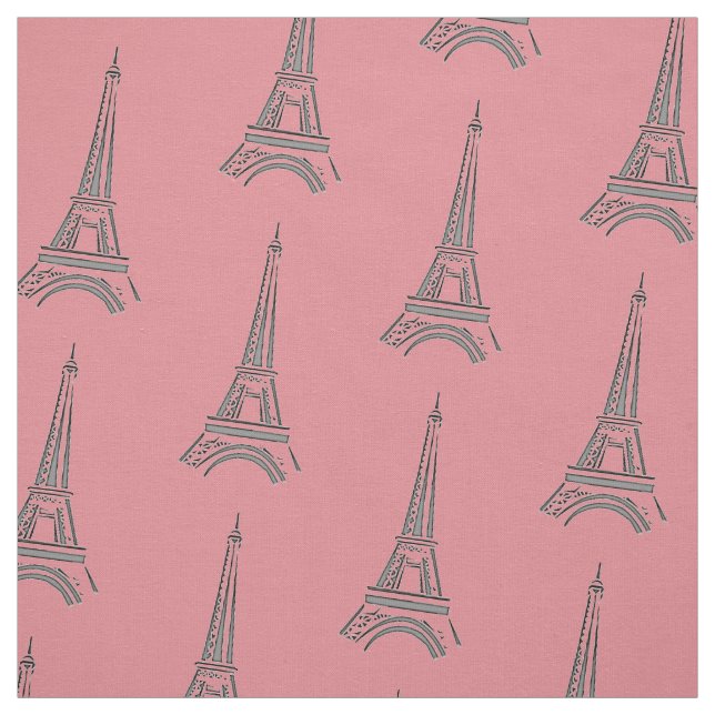 Pink French Eiffel Tower Paris Theme Fabric (Swatch)