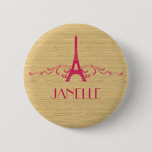 Pink French Flourish Button