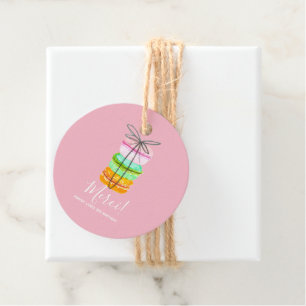 Pink french macaron birthday party favour tag