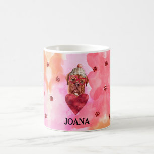 Pink French Mastiff Valentine's Day Gift Dog Coffee Mug