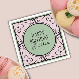 Pink French Paris theme girl Birthday Paper Napkin