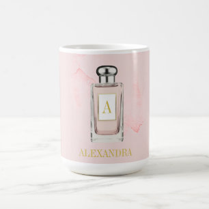 Pink French Perfume Bottle Chic Monogram Personal Coffee Mug