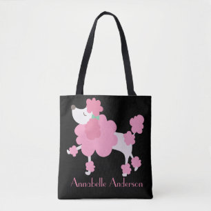 Pink French Poodle Personalise Tote Bag