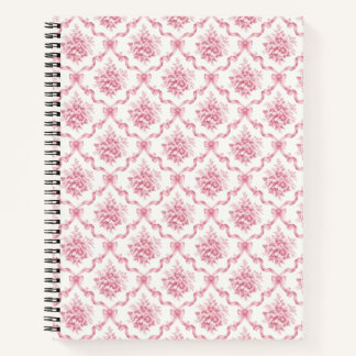 Pink French Ribbon Trellis Floral Bouquet lattice Notebook
