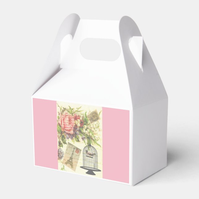 Pink French Theme Vintage Paris Favour Box (Front Side)