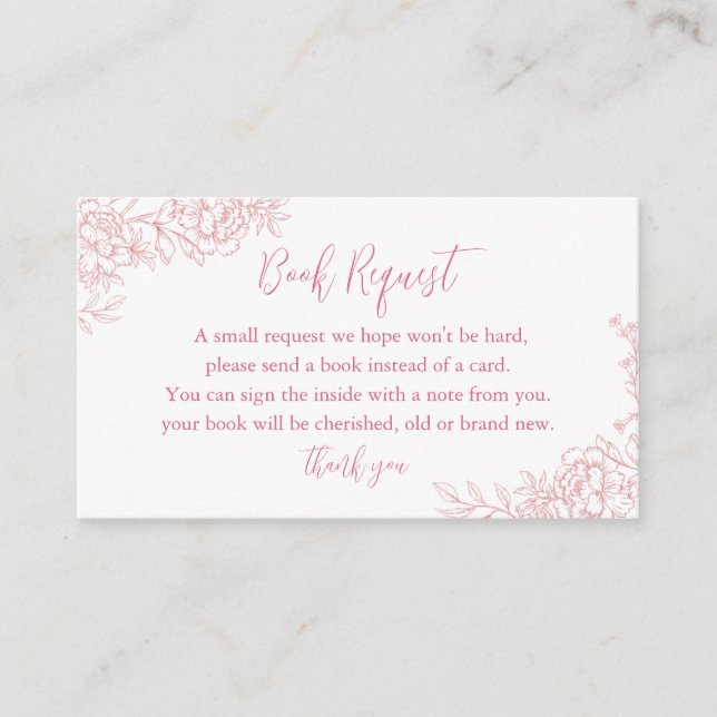 PINK FRENCH TOILE Baby Book Request Insert (Front)