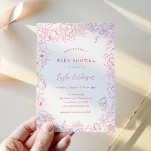 PINK FRENCH TOILE Baby Shower Invitation
