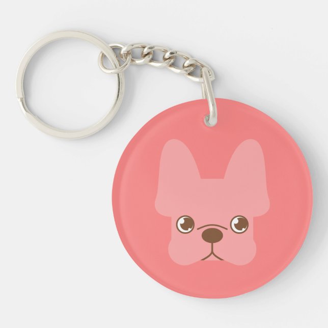 Pink Frenchie Key Ring (Front)