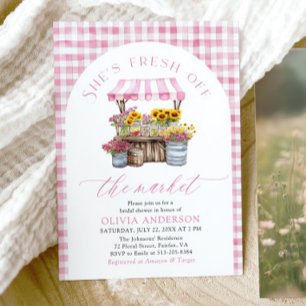 Pink Fresh Off The Market Arch Bridal Shower Invitation