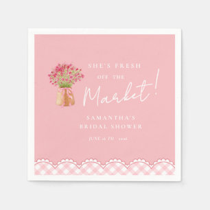 Pink fresh off the market arch bridal shower napkin