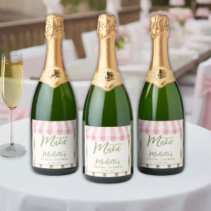 Pink Fresh Off The Market Bridal Shower  Sparkling Wine Label