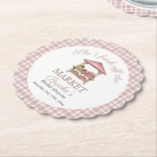 Pink Fresh off the market country Bridal Shower Paper Coaster
