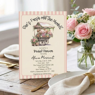 Pink Fresh Off the Market Rustic Bridal Shower Invitation