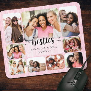 Pink Friendship Teen Girls Photo Mouse Pad
