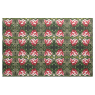 Pink Fringed Tulip Floral Patterned Craft Fabric