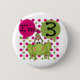 Pink Frog 3rd Birthday Tshirts and Gifts 6 Cm Round Badge