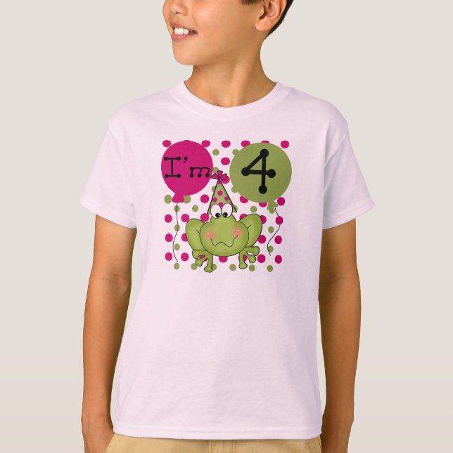Pink Frog 4th Birthday Tshirts and Gifts (Front)