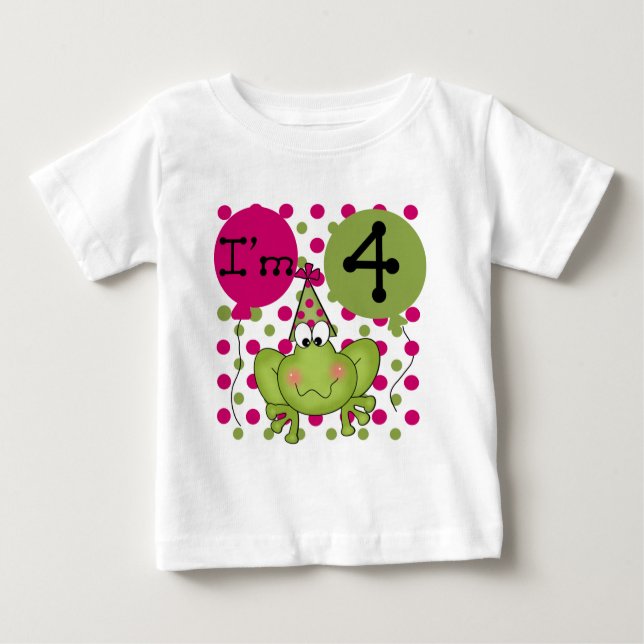 Pink Frog 4th Birthday Tshirts and Gifts (Front)
