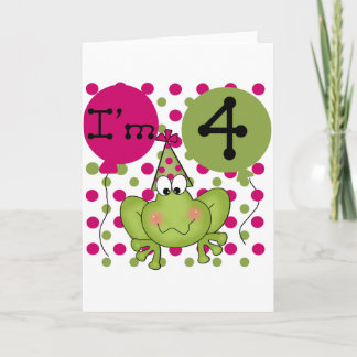 Pink Frog 4th Birthday Tshirts and Gifts Card