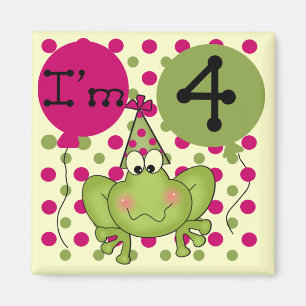 Pink Frog 4th Birthday Tshirts and Gifts Magnet