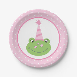 Pink Frog Girl Birthday Party Paper Plate