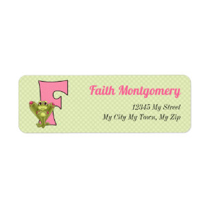 Pink Frog Monogram "F" Address Labels