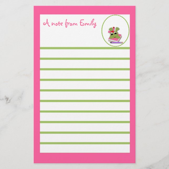 Pink Frog Note Paper (Front)