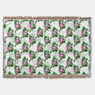 Pink Frog On Green Leaf Pattern Design Throw Blanket