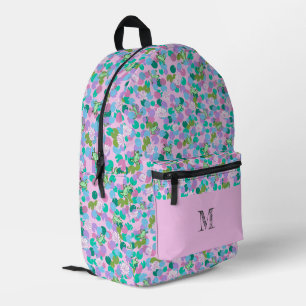 Pink Frogs Pattern Personalised Monogram Printed Backpack