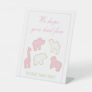 Pink Frosted animal Cookie take a party favor Pedestal Sign