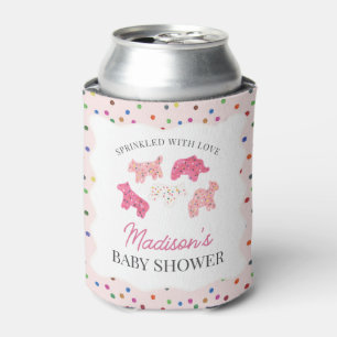 Pink Frosted Animal Cookies Baby Shower Can Cooler