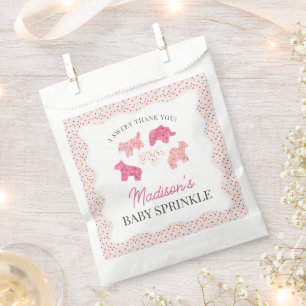 Pink Frosted Animal Cookies Baby Sprinkle Favour Bag