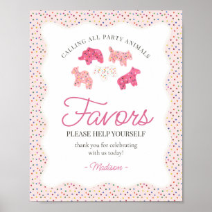 Pink Frosted Animal Cookies Sprinkle Favors Sign