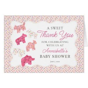Pink Frosted Animal Cookies Thank You Card