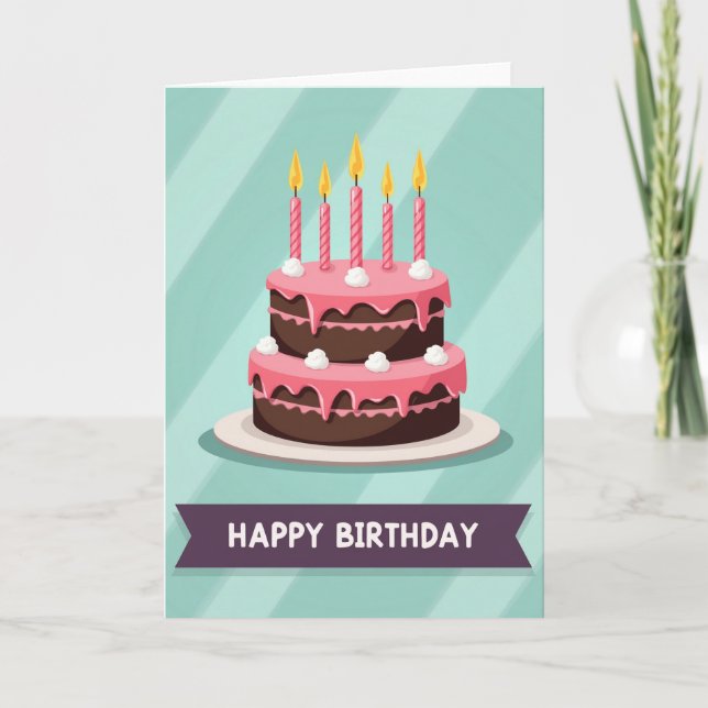 Pink Frosted Cake Card (Front)