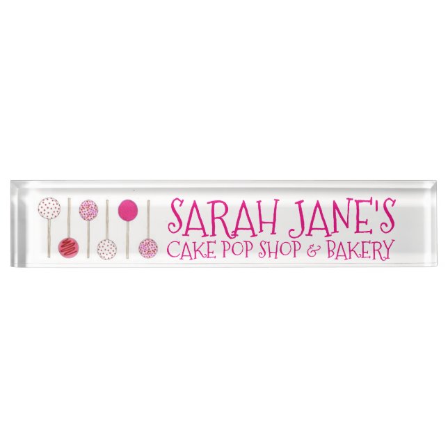 Pink Frosted Cake Pops Bakery Pastry Chef Nameplate (Front)